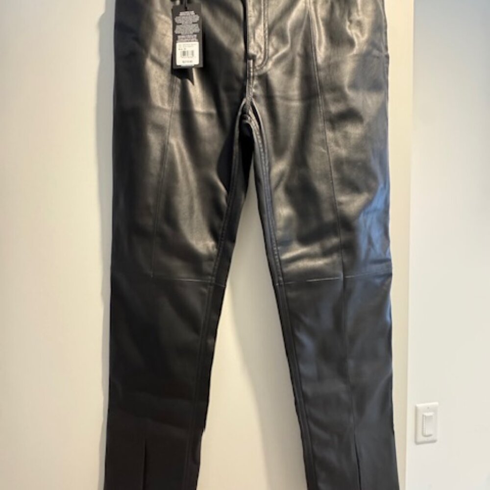 NWT Hudson Black Leather Slit Hem Pants 32